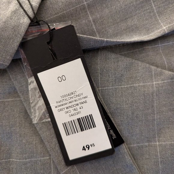 Dynamite Cindy Cigarette Trouser Pant | Grey Windowpane | BNWT - Picture 3 of 3